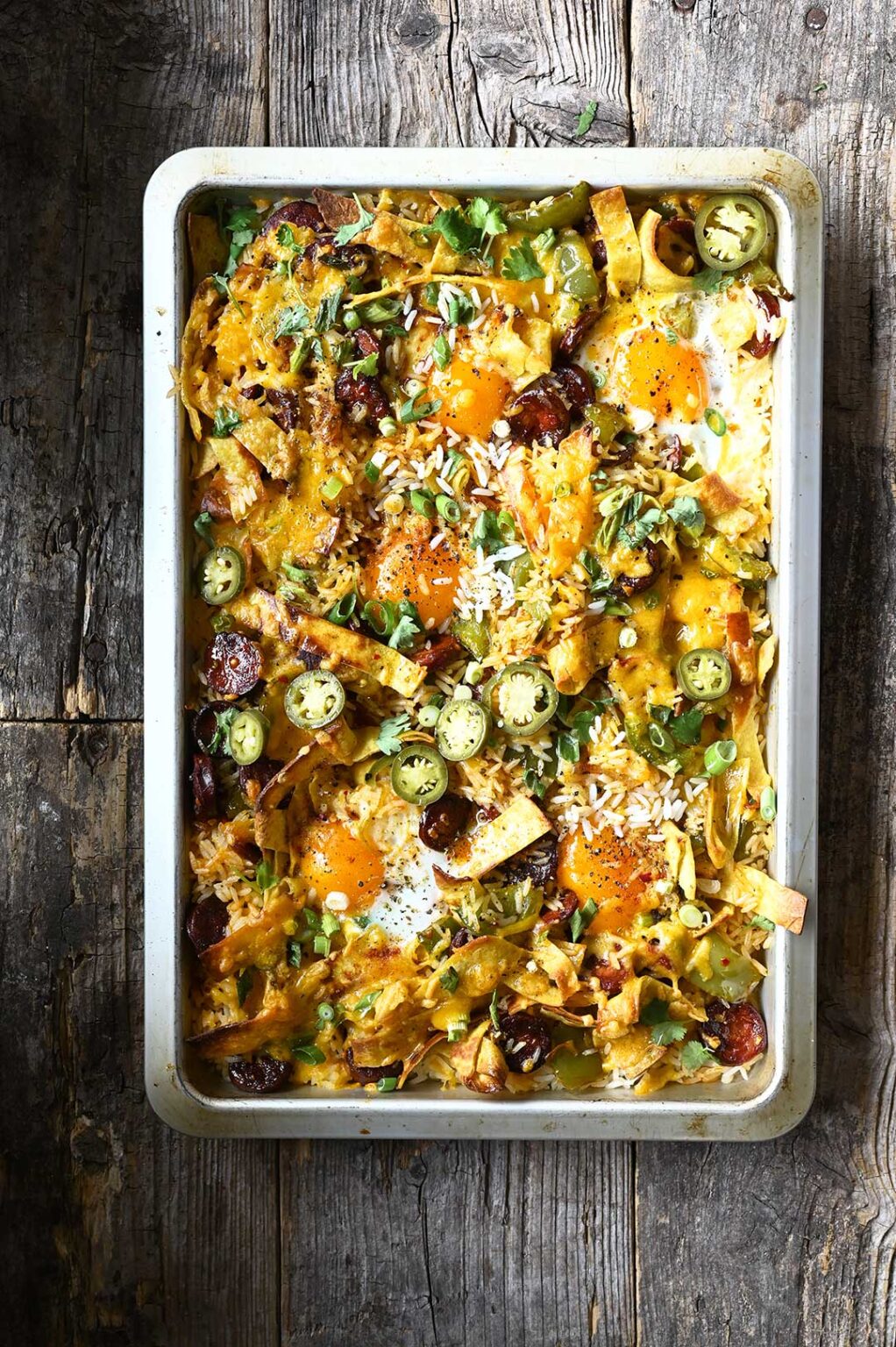 Mexican Rice Bake with Chorizo and Eggs - Serving Dumplings