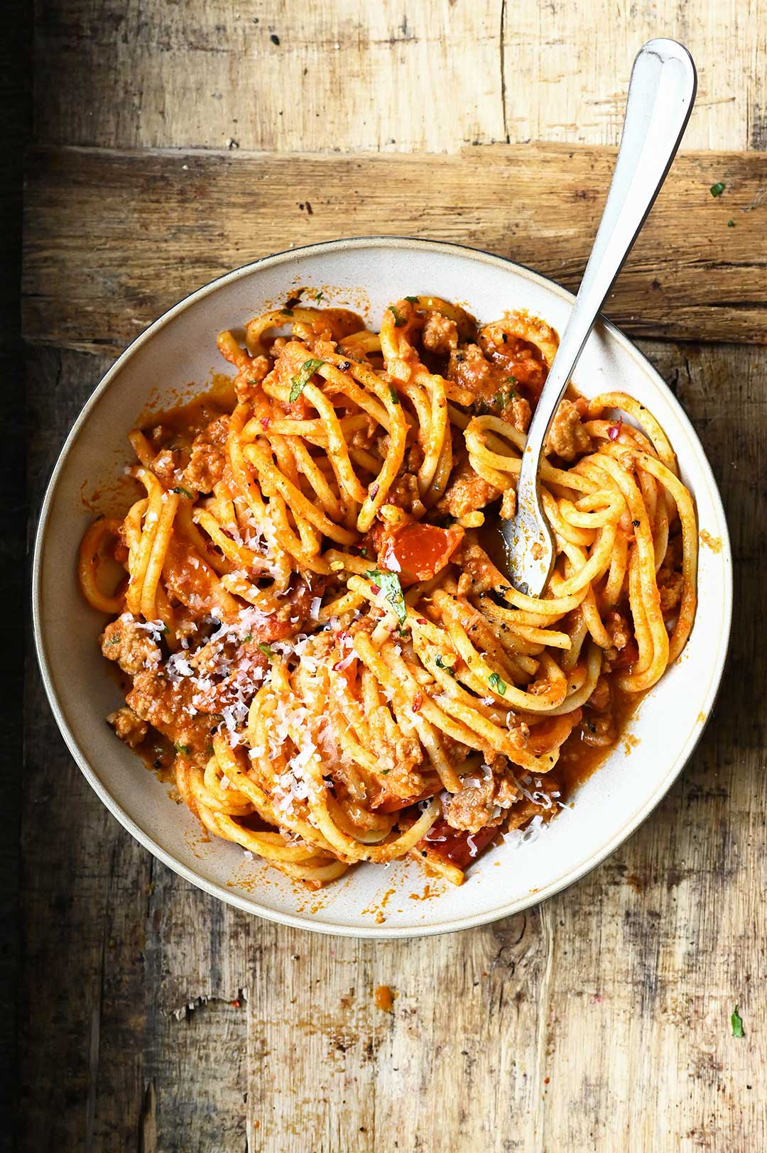 Red Pesto Spaghetti Bolognese - Serving