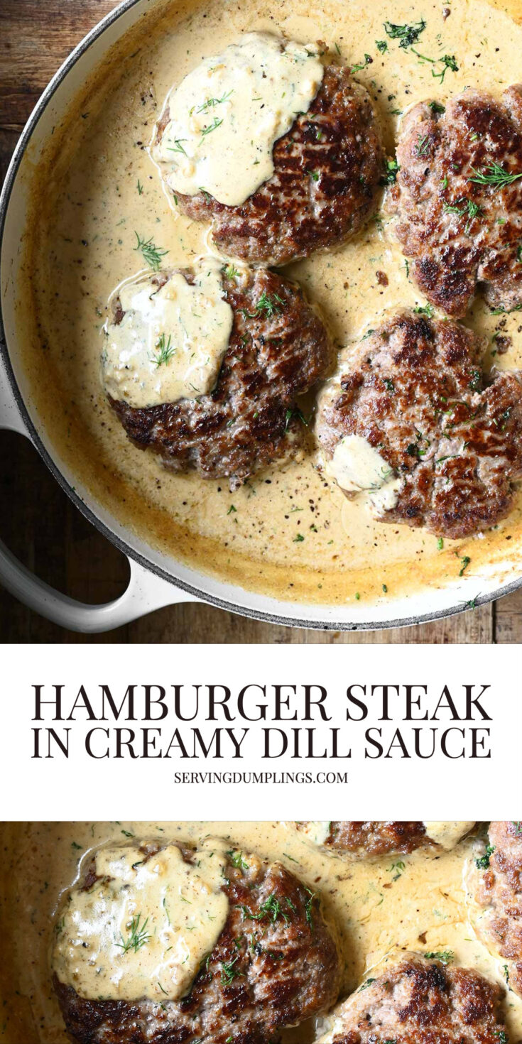 Hamburger Steak in Creamy Dill Sauce - Serving Dumplings
